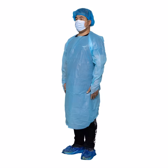 Hot Sale CPE Chlorinated Polyethylene Over The Head Isolation Gown with Thumb Loop
