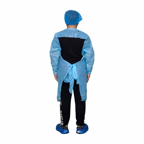Hot Sale CPE Chlorinated Polyethylene Over The Head Isolation Gown with Thumb Loop